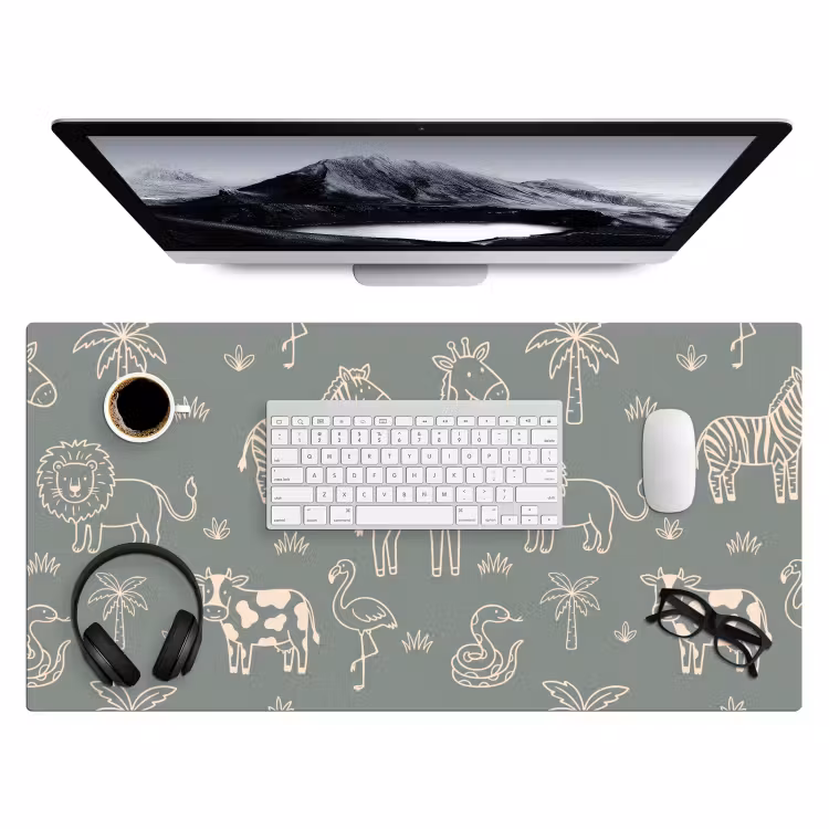 Desk Mat - Animals - Safari - Pattern - Illustration - Green — 4