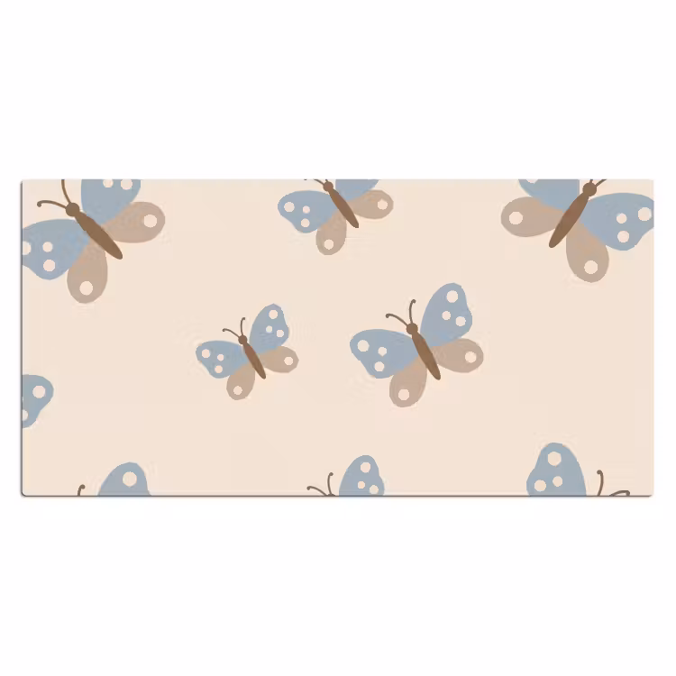 Desk Mat - Insect - Butterfly Pattern - Abstract - Blue - Beige — 2