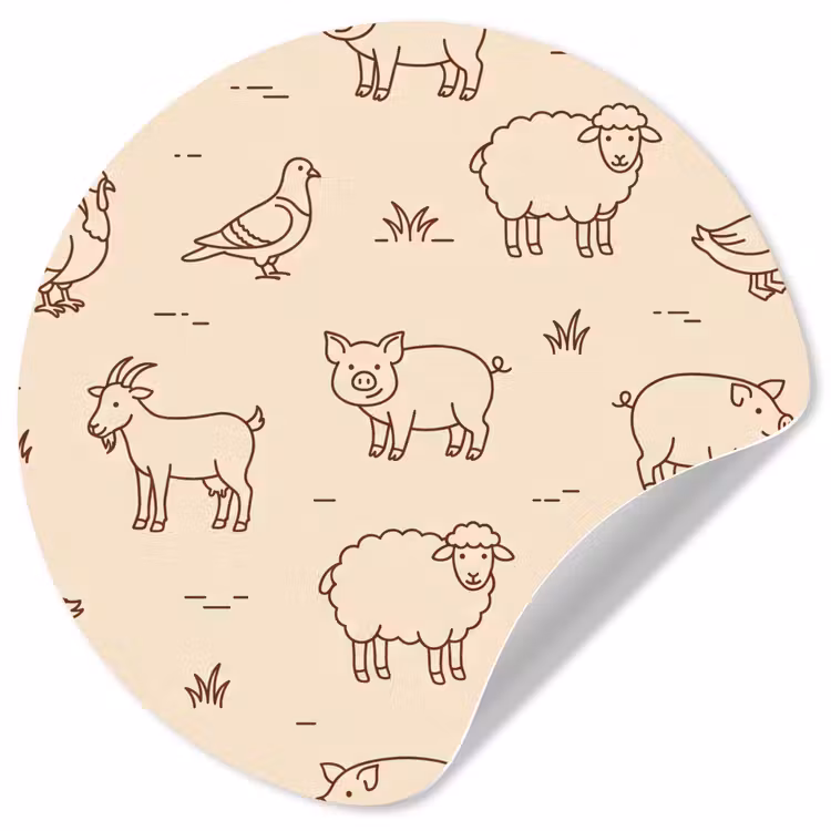 Wallpaper Circle - Animals - Pattern - Farm - Minimalist - Beige — 1