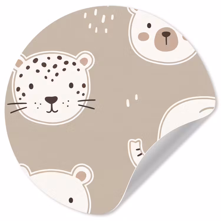 Wallpaper Circle - Animals - Pattern - Illustration - Modern - Beige — 1