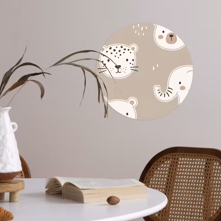Wallpaper Circle - Animals - Pattern - Illustration - Modern - Beige — 4