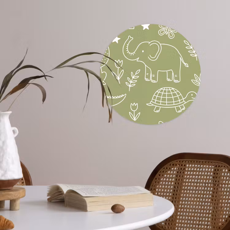 Wallpaper Circle - Animals - Pattern - Illustration - Nature - Green — 4