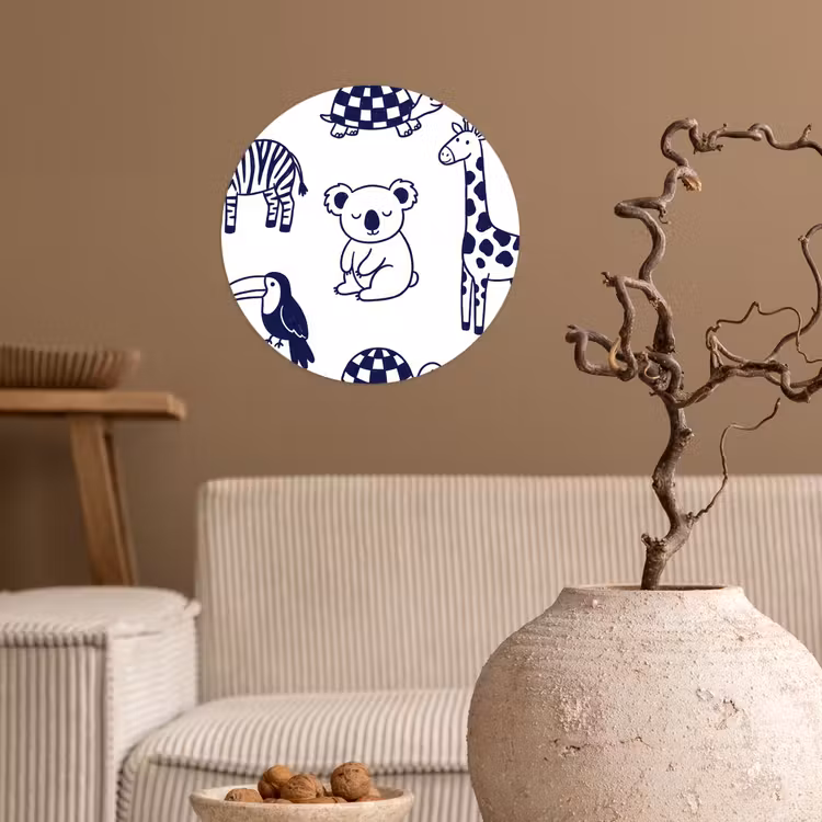 Wallpaper Circle - Animals - Pattern - Kids' Room - Graphic - White and Blue — 2