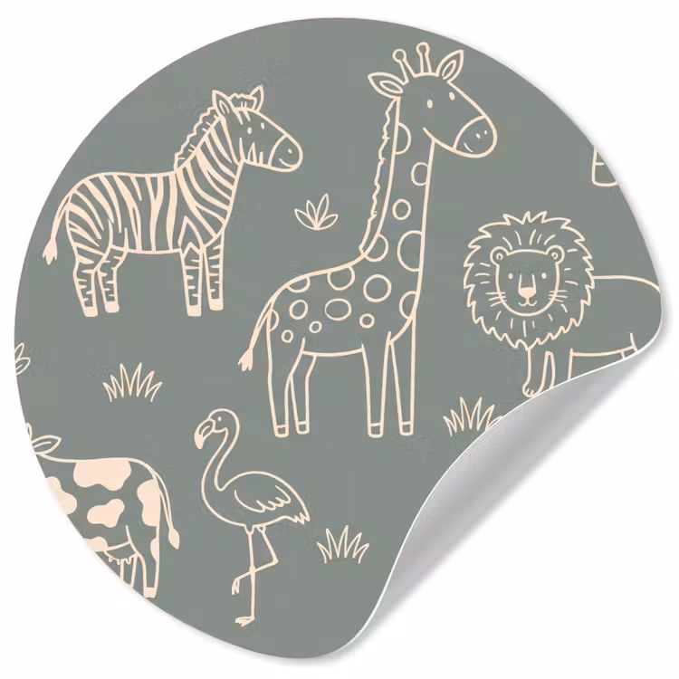Wallpaper Circle - Animals - Safari - Pattern - Illustration - Green — 1