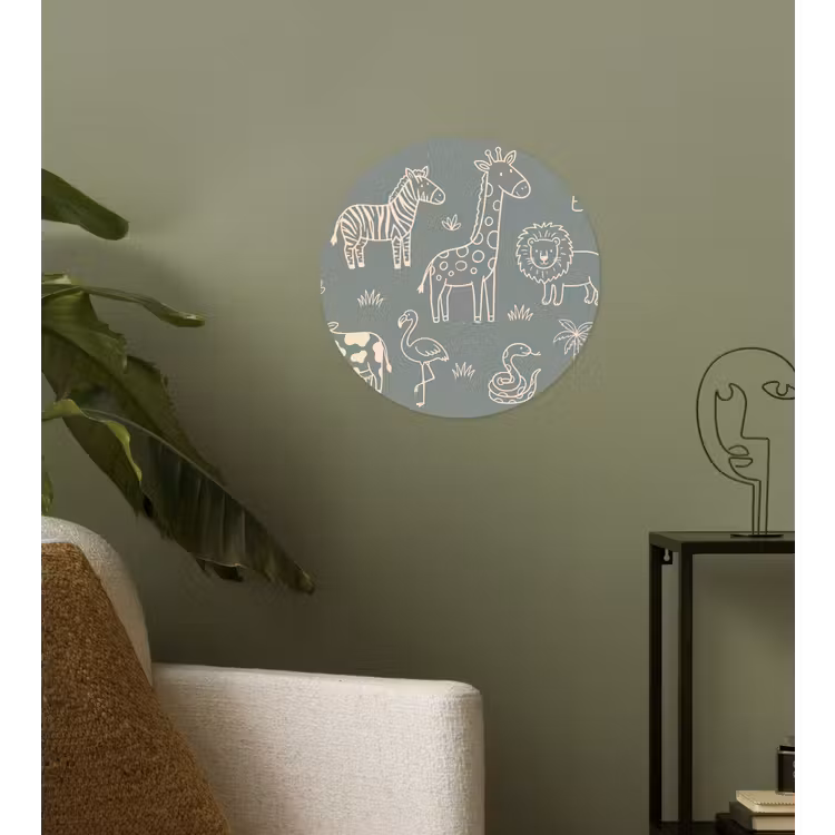 Wallpaper Circle - Animals - Safari - Pattern - Illustration - Green — 3