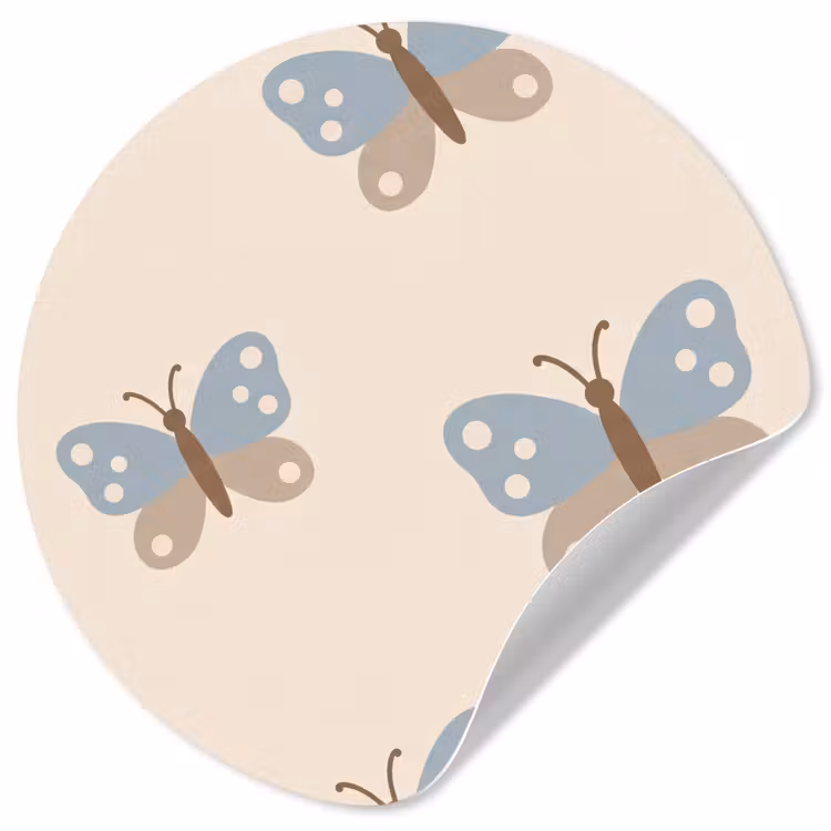 Wallpaper Circle - Insect - Butterfly Pattern - Abstract - Blue - Beige — 1