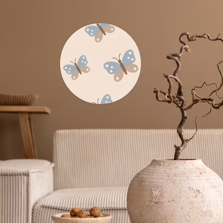 Wallpaper Circle - Insect - Butterfly Pattern - Abstract - Blue - Beige — 2