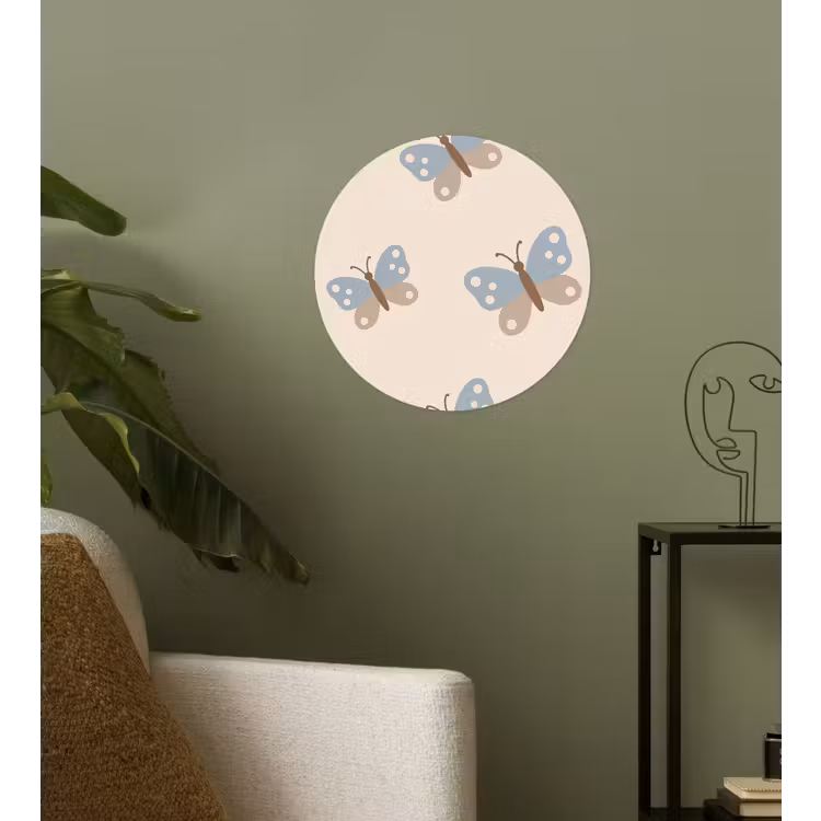 Wallpaper Circle - Insect - Butterfly Pattern - Abstract - Blue - Beige — 3