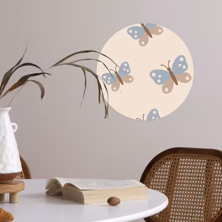 Wallpaper Circle - Insect - Butterfly Pattern - Abstract - Blue - Beige — 4