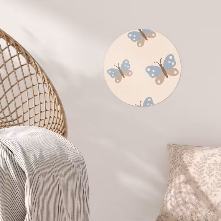 Wallpaper Circle - Insect - Butterfly Pattern - Abstract - Blue - Beige — 5