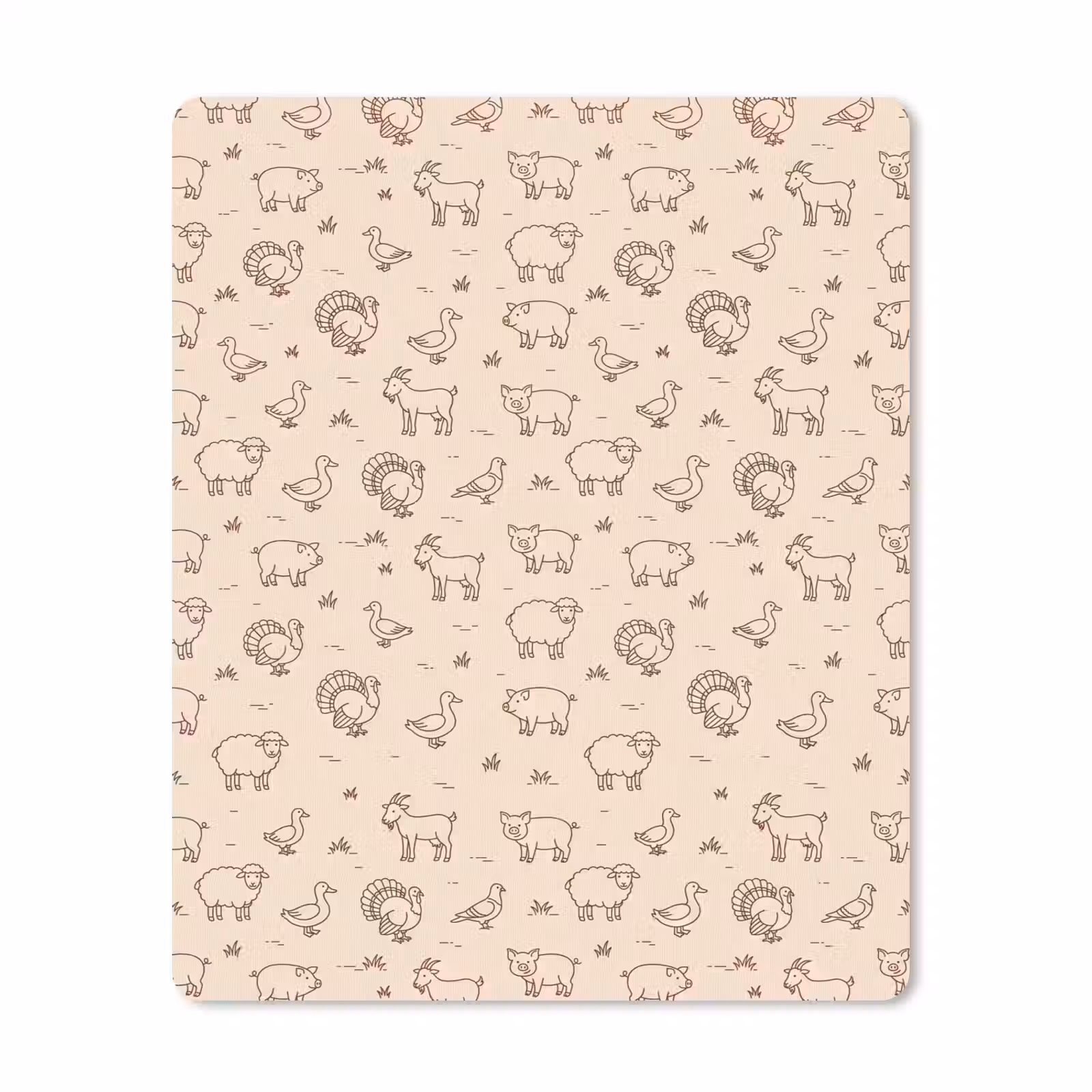 Mouse Pad - Animals - Pattern - Farm - Minimalist - Beige — 1