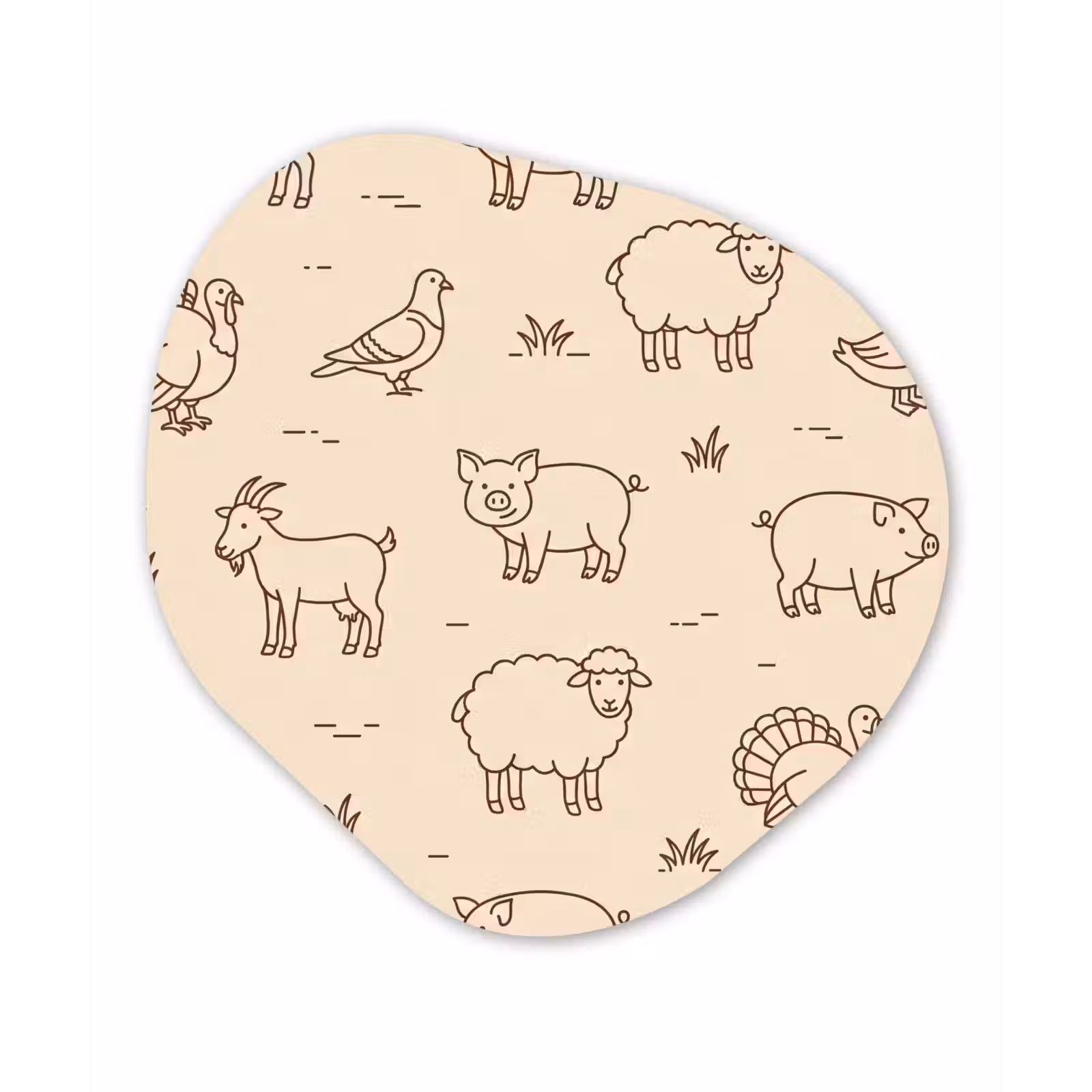 Organic - Glass - Animals - Pattern - Farm - Minimalist - Beige — 1