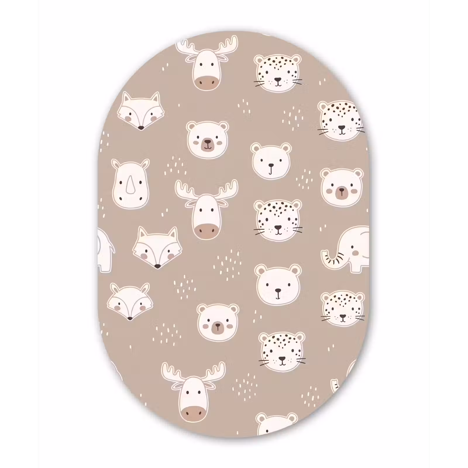Oval - Glass - Animals - Pattern - Illustration - Modern - Beige — 1