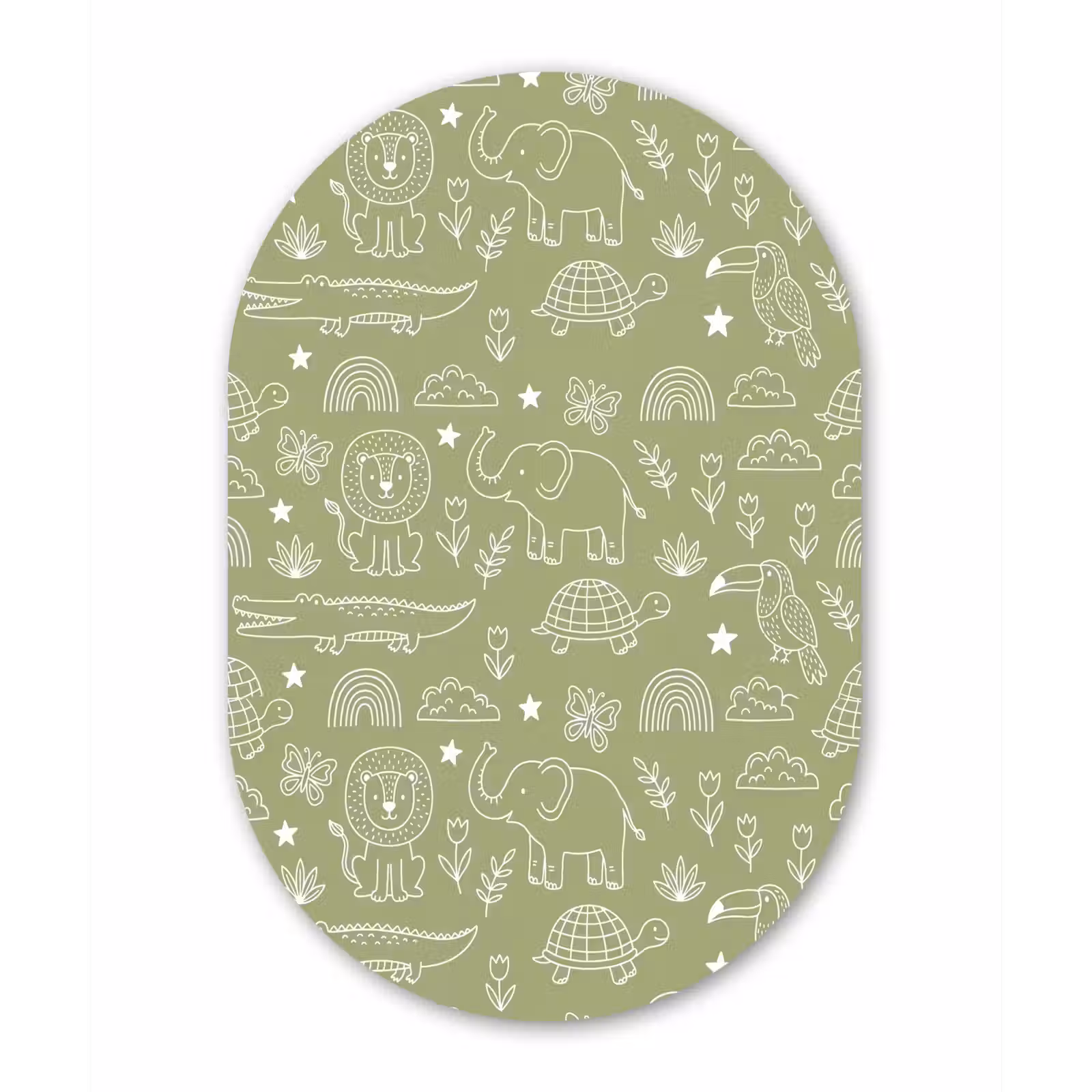 Oval - Glass - Animals - Pattern - Illustration - Nature - Green — 1