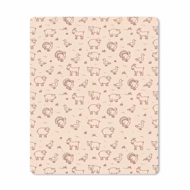 Mouse Pad - Animals - Pattern - Farm - Minimalist - Beige — 1