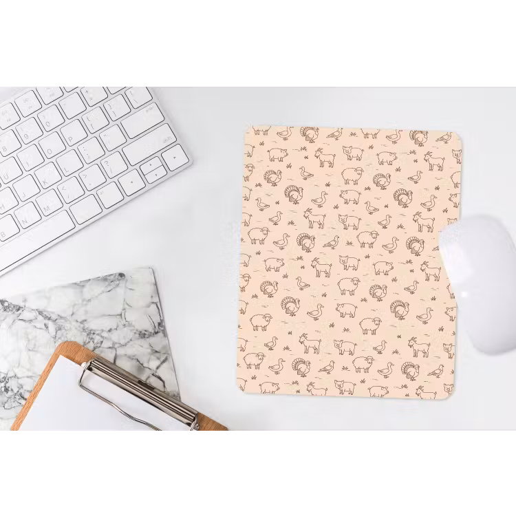 Mouse Pad - Animals - Pattern - Farm - Minimalist - Beige — 4