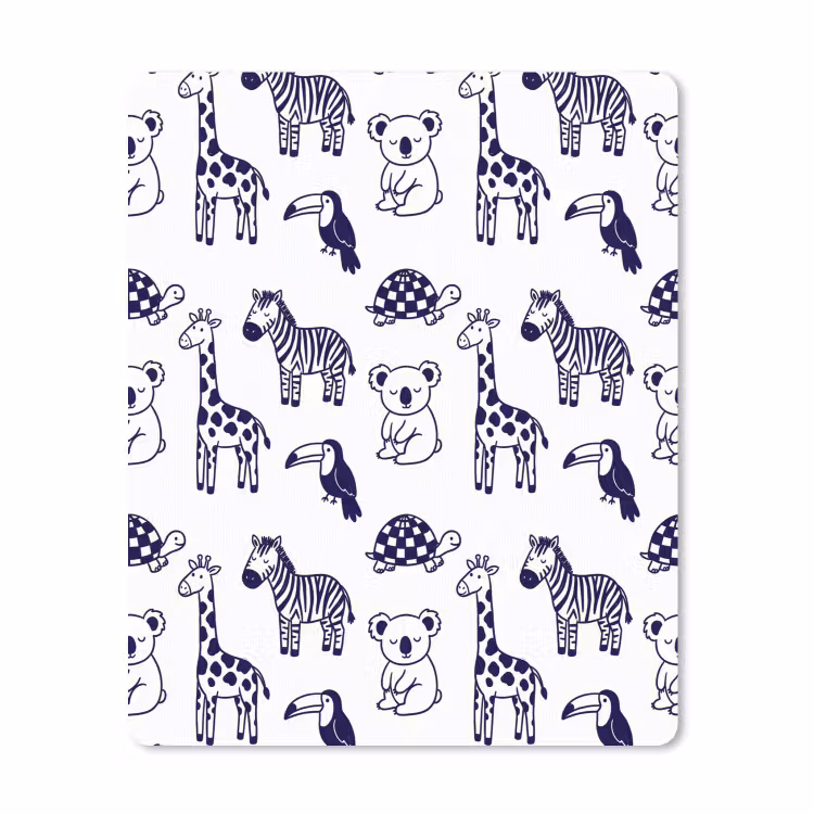 Mouse Pad - Animals - Pattern - Kids' Room - Graphic - White and Blue — 1