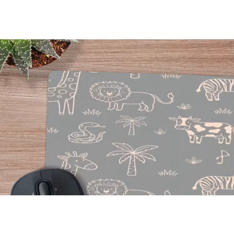 Mouse Pad - Animals - Safari - Pattern - Illustration - Green — 5