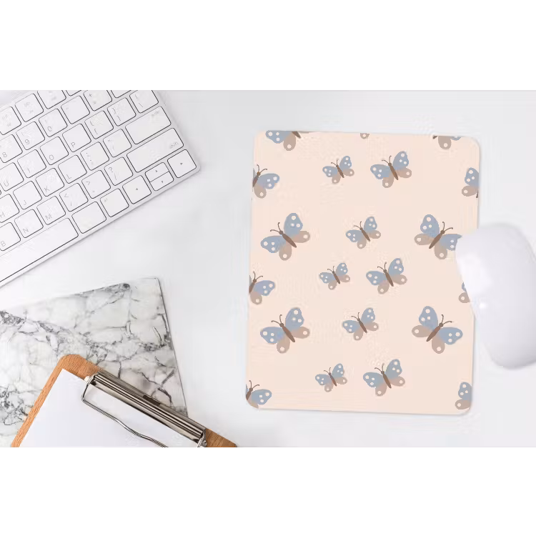 Mouse Pad - Insect - Butterfly Pattern - Abstract - Blue - Beige — 4