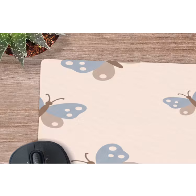 Mouse Pad - Insect - Butterfly Pattern - Abstract - Blue - Beige — 5