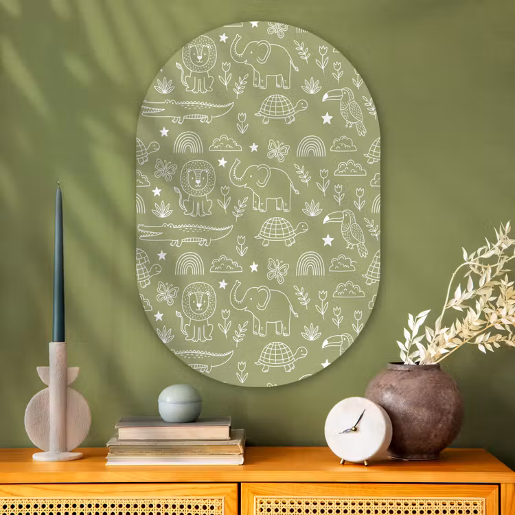 Oval - Glass - Animals - Pattern - Illustration - Nature - Green — 2