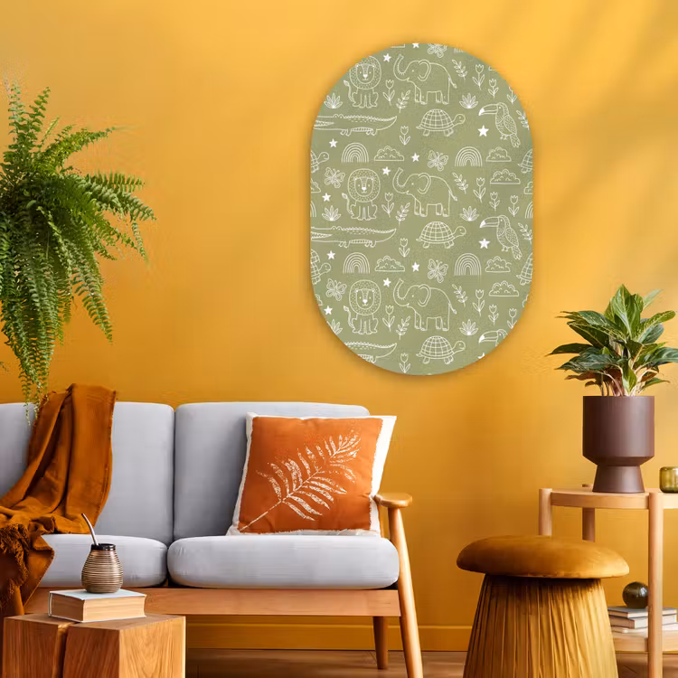 Oval - Glass - Animals - Pattern - Illustration - Nature - Green — 3