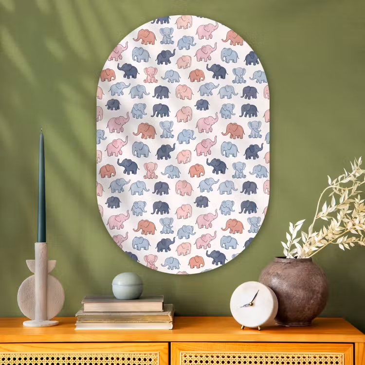 Oval - Glass - Animals - Pattern - Kids' Room - Pastel - Playful — 2
