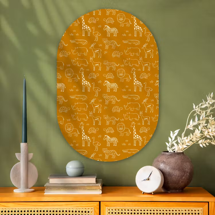 Oval - Glass - Animals - Safari - Pattern - Childlike - Ochre — 2