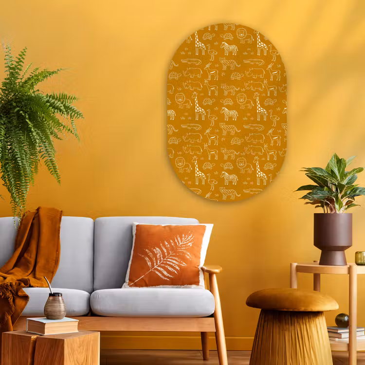 Oval - Glass - Animals - Safari - Pattern - Childlike - Ochre — 3