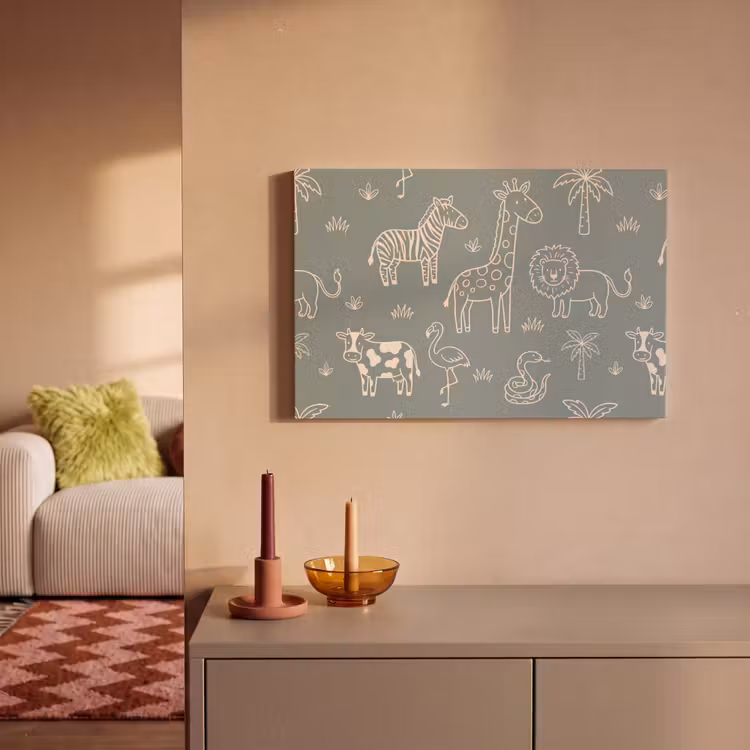 Canvas Print - Animals - Safari - Pattern - Illustration - Green — 1
