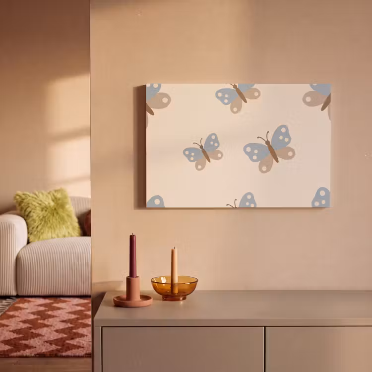 Canvas Print - Insect - Butterfly Pattern - Abstract - Blue - Beige — 1