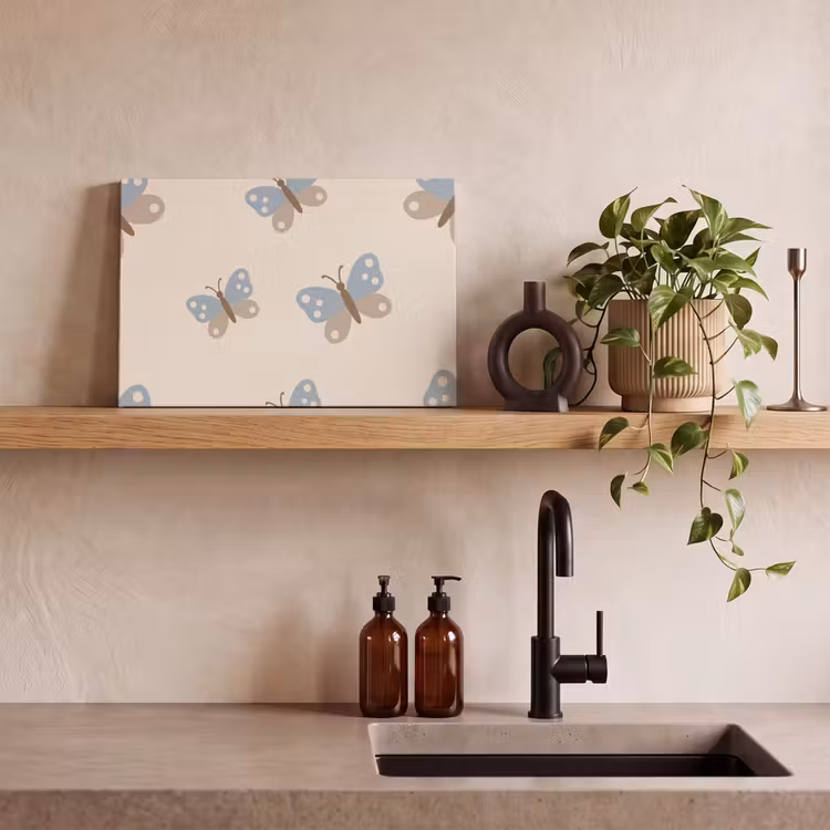 Canvas Print - Insect - Butterfly Pattern - Abstract - Blue - Beige — 2