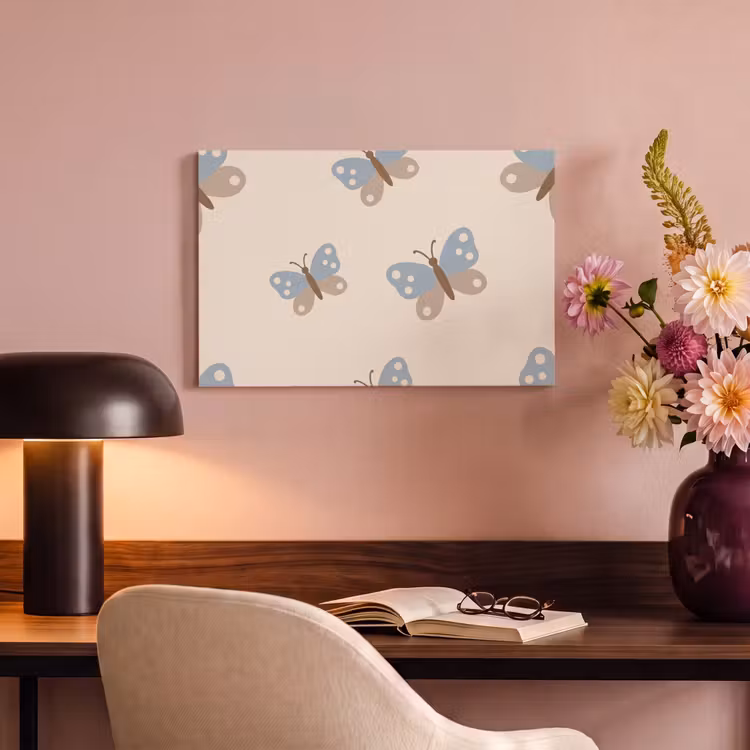 Canvas Print - Insect - Butterfly Pattern - Abstract - Blue - Beige — 3