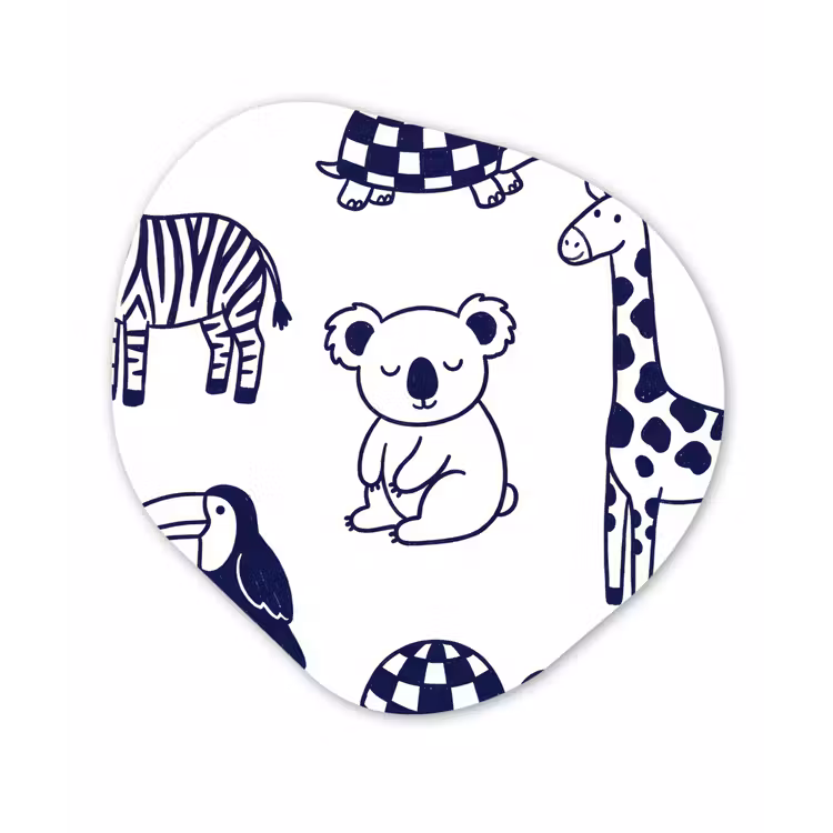 Organic - Glass - Animals - Pattern - Kids' Room - Graphic - White and Blue — 1