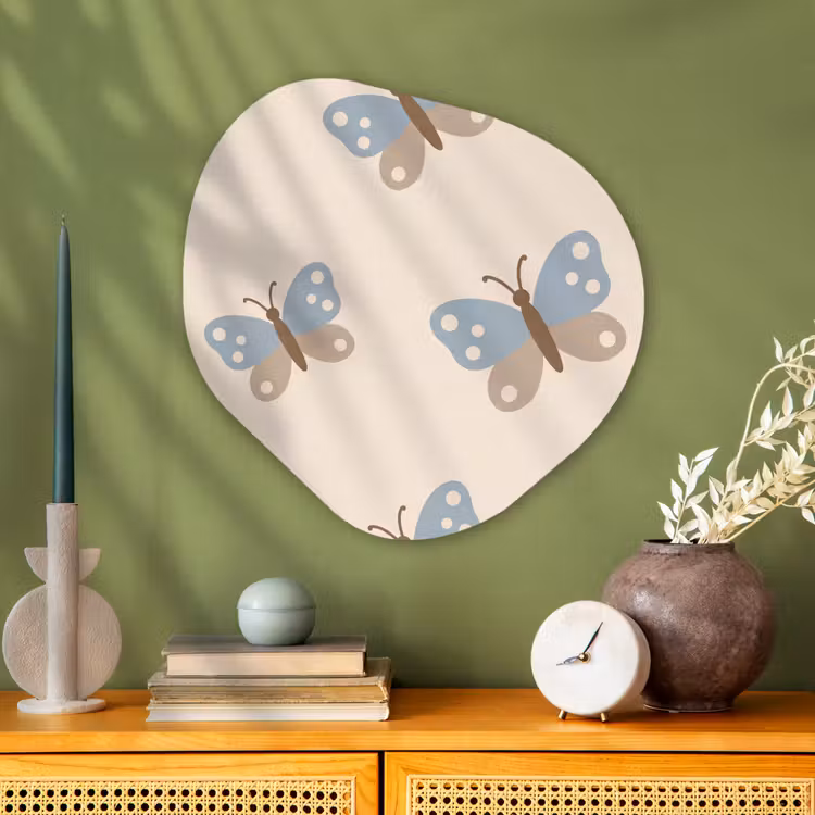Organic - Glass - Insect - Butterfly Pattern - Abstract - Blue - Beige — 2