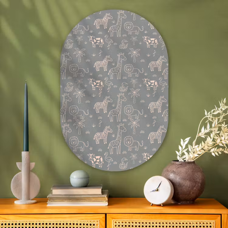 Oval - Glass - Animals - Safari - Pattern - Illustration - Green — 2