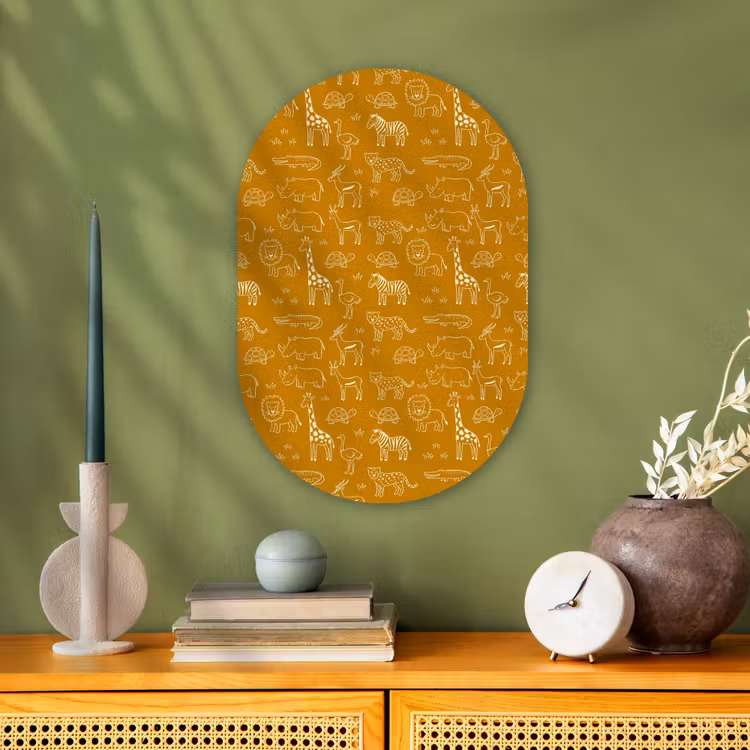 Oval - Plastic - Animals - Safari - Pattern - Childlike - Ochre — 2