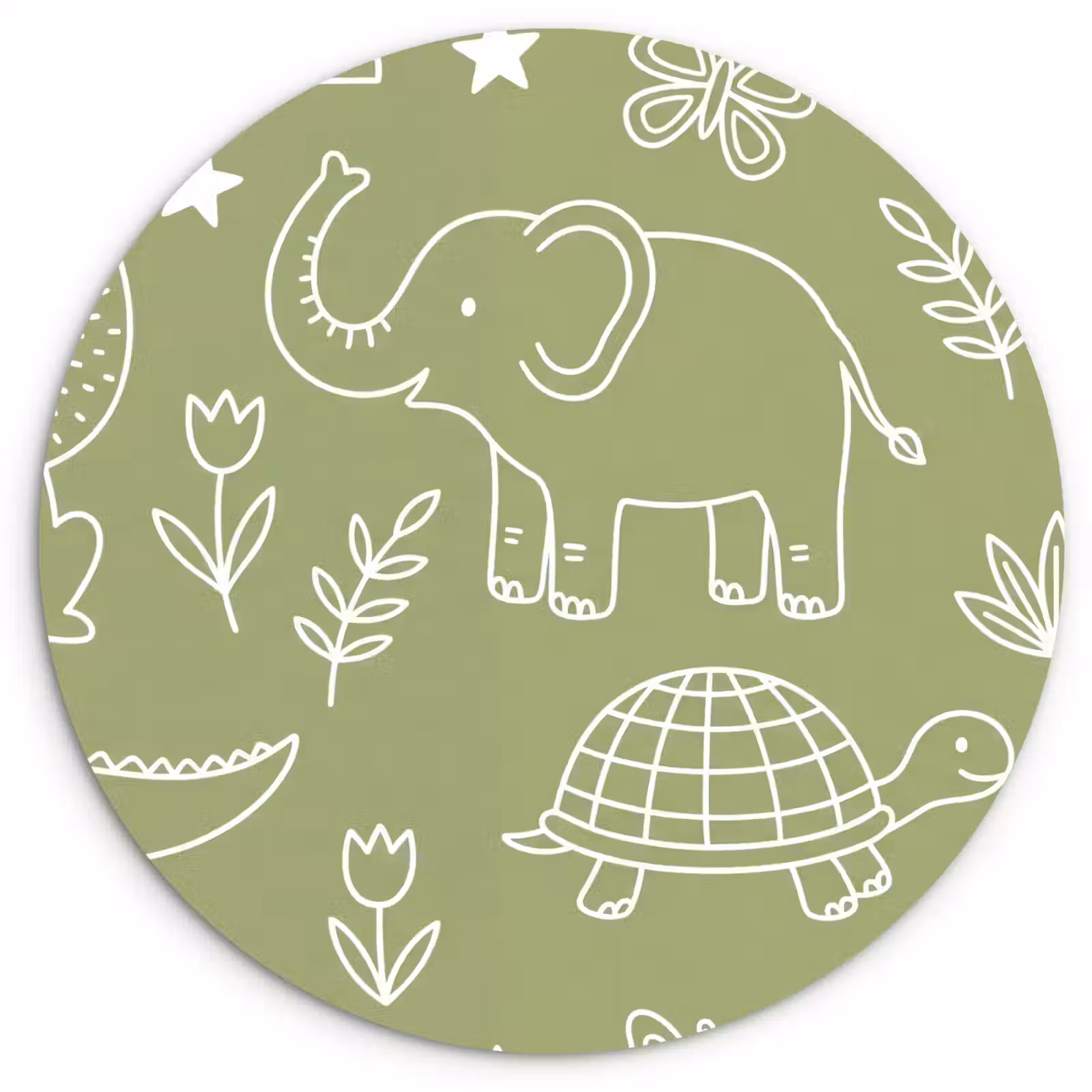 round wall art - Animals - Pattern - Illustration - Nature - Green — 1