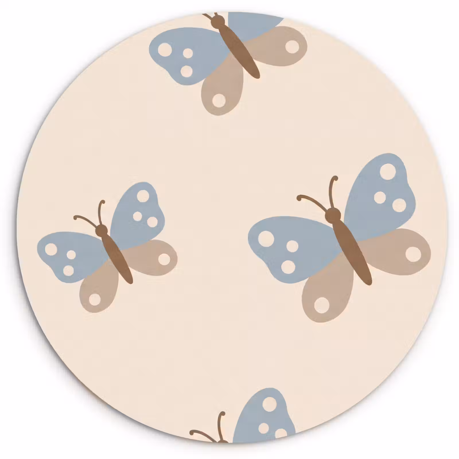 round wall art - Insect - Butterfly Pattern - Abstract - Blue - Beige — 1