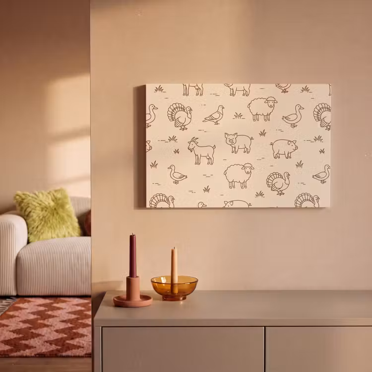 Canvas Print - Animals - Pattern - Farm - Minimalist - Beige — 1