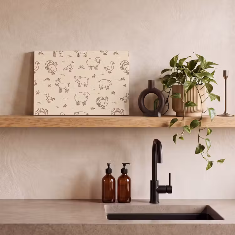 Canvas Print - Animals - Pattern - Farm - Minimalist - Beige — 2