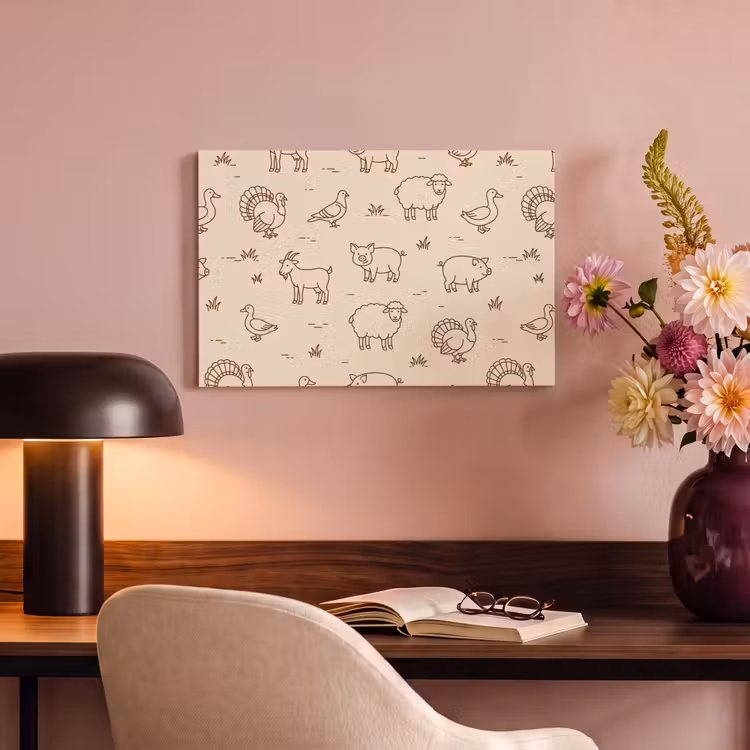 Canvas Print - Animals - Pattern - Farm - Minimalist - Beige — 3