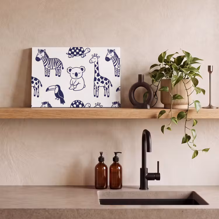 Canvas Print - Animals - Pattern - Kids' Room - Graphic - White and Blue — 2