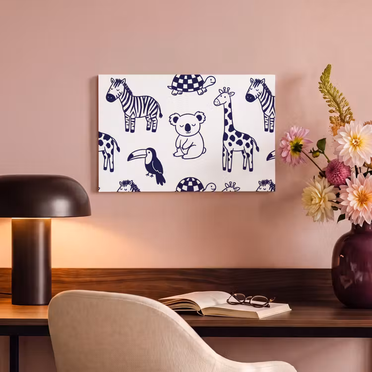 Canvas Print - Animals - Pattern - Kids' Room - Graphic - White and Blue — 3