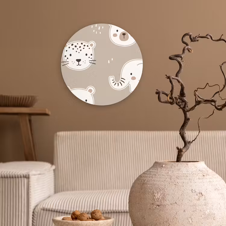 round wall art - Animals - Pattern - Illustration - Modern - Beige — 2