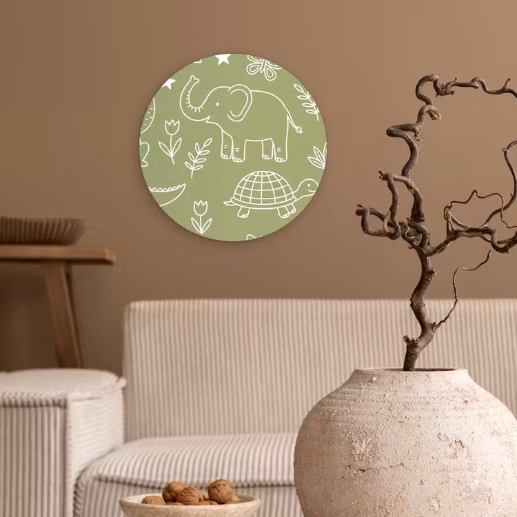 round wall art - Animals - Pattern - Illustration - Nature - Green — 2
