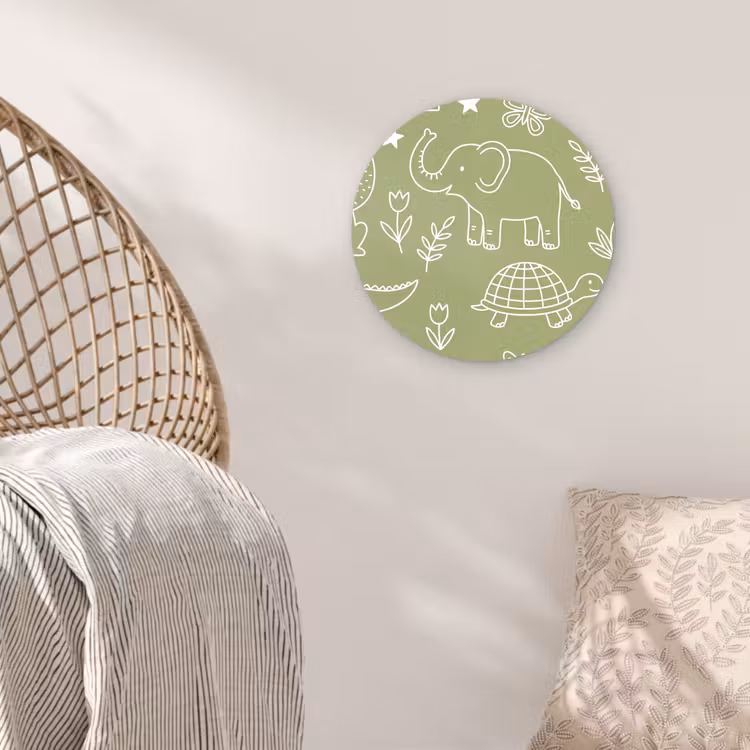 round wall art - Animals - Pattern - Illustration - Nature - Green — 5