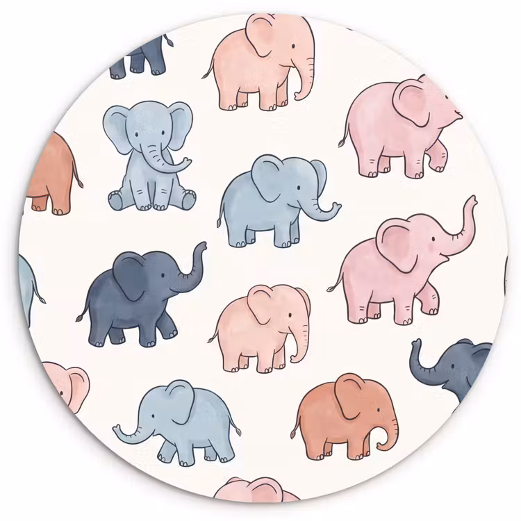 round wall art - Animals - Pattern - Kids' Room - Pastel - Playful — 1