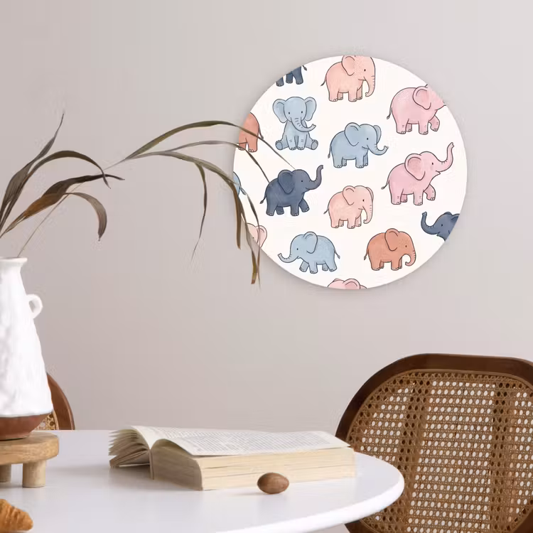 round wall art - Animals - Pattern - Kids' Room - Pastel - Playful — 4