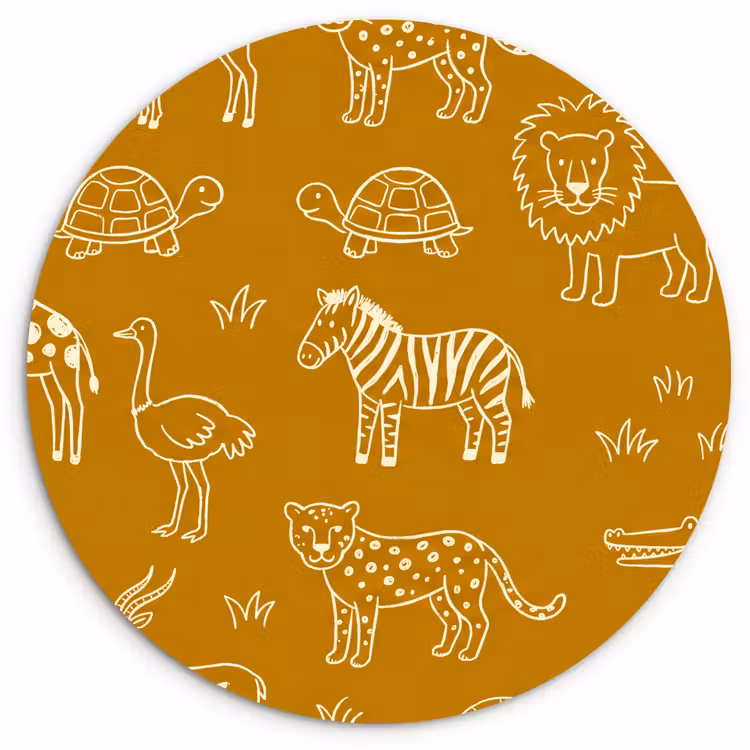 round wall art - Animals - Safari - Pattern - Childlike - Ochre — 1